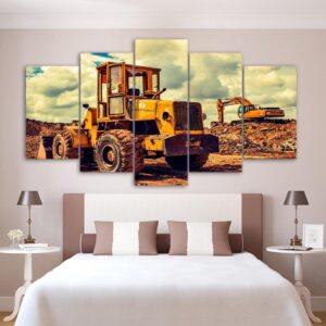 Bulldozer - Automative 5 Panel Canvas Art Wall Decor
