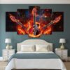 Burning Guitar - Music 5 Panel Canvas Art Wall Decor
