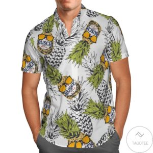 Busch Light Pineapple White Hawaiian Shirt