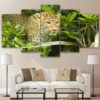 Bush leopard - Animal 5 Panel Canvas Art Wall Decor
