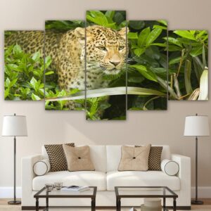 Bush leopard - Animal 5 Panel Canvas Art Wall Decor