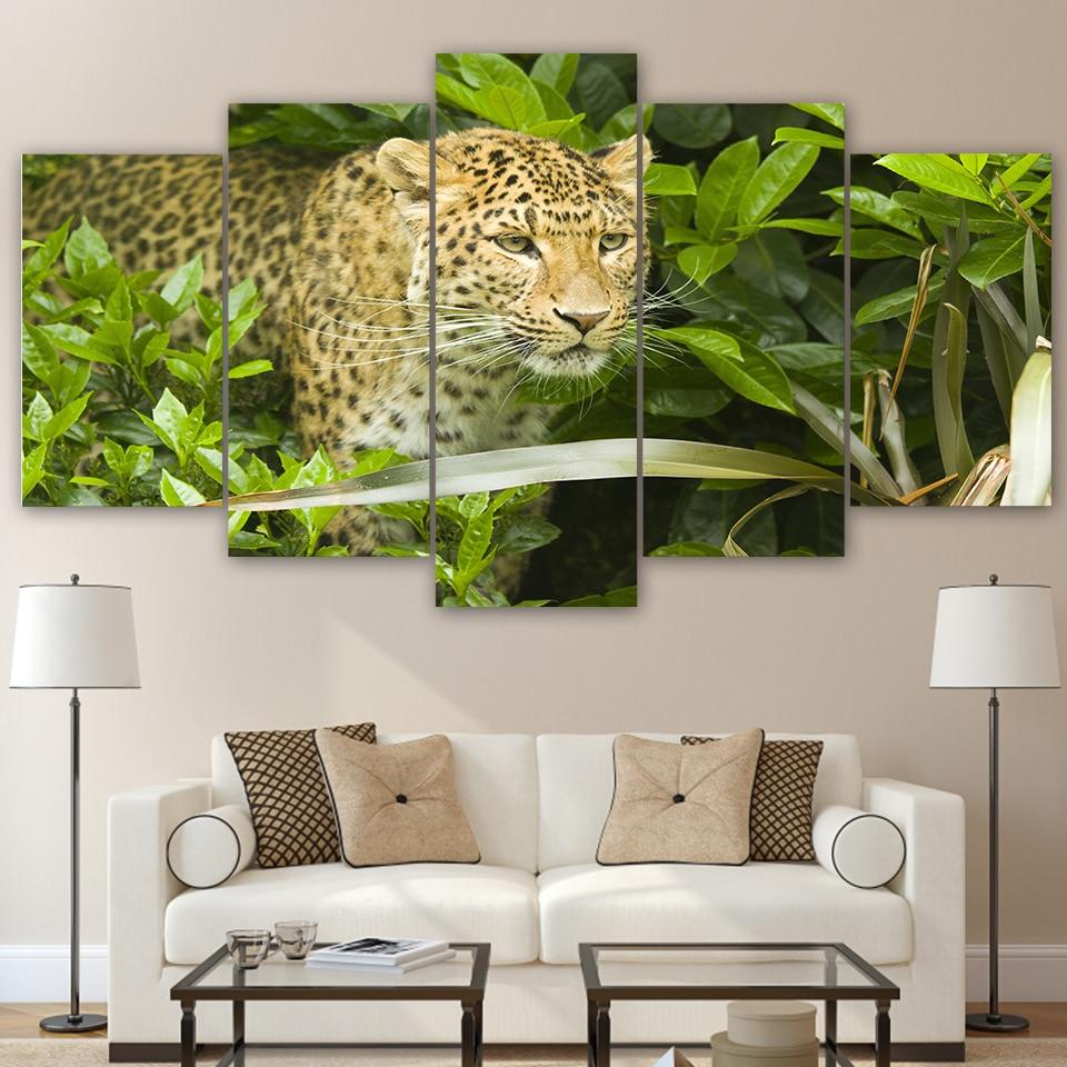 Bush leopard - Animal 5 Panel Canvas Art Wall Decor Bush leopard - Animal 5 Panel Canvas Art Wall Decor