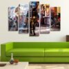 Busy Market Street In Marrakech 01 - Nature 5 Panel Canvas Art Wall Decor