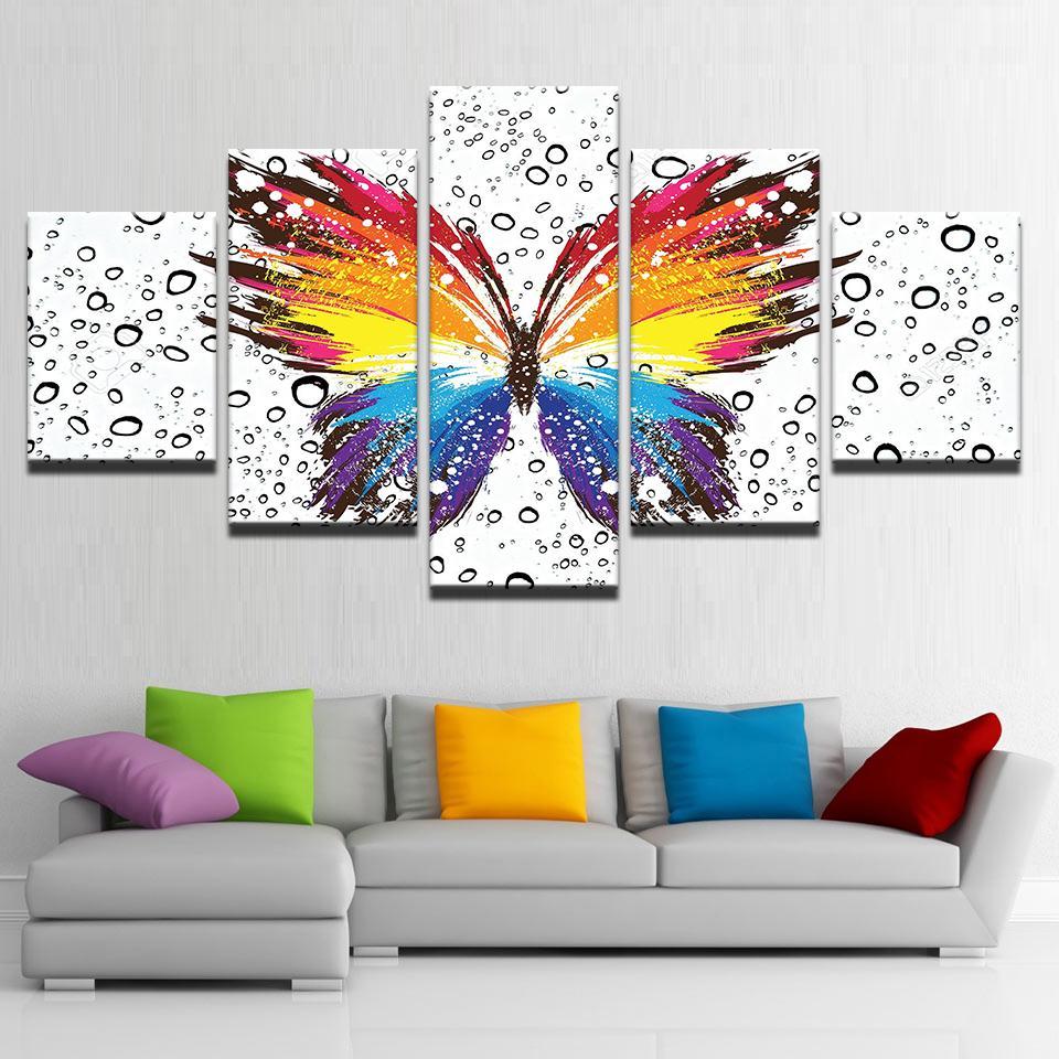 Butterfly Colorful Pattern Insect - Abstract Animal 5 Panel Canvas Art Wall Decor Butterfly Colorful Pattern Insect - Abstract Animal 5 Panel Canvas Art Wall Decor