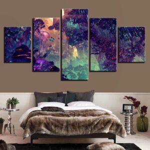 Butterfly Firefly - Nature 5 Panel Canvas Art Wall Decor
