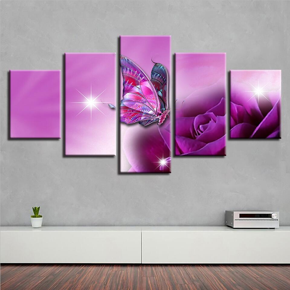 Butterfly Flower 11 - Nature 5 Panel Canvas Art Wall Decor Butterfly Flower 11 - Nature 5 Panel Canvas Art Wall Decor