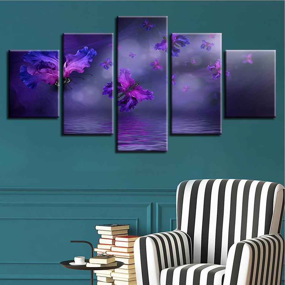 Butterfly Flower 13 - Nature 5 Panel Canvas Art Wall Decor Butterfly Flower 13 - Nature 5 Panel Canvas Art Wall Decor