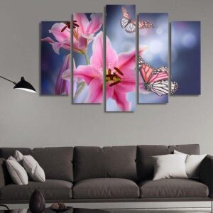 Butterfly With Butterfly - Nature 5 Panel Canvas Art Wall Decor