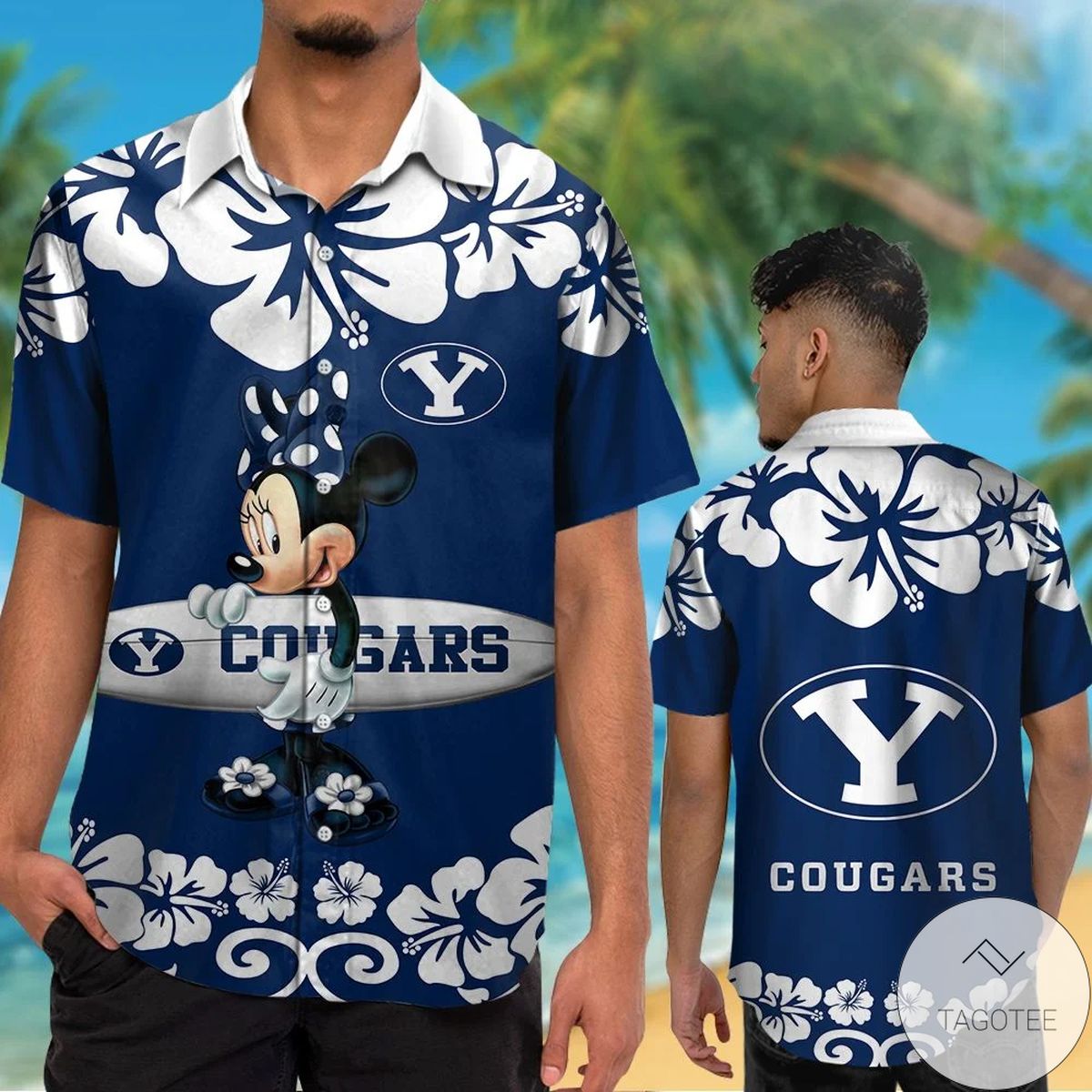 Byu Cougars & Minnie Mouse Hawaiian Shirt Byu Cougars & Minnie Mouse Hawaiian Shirt