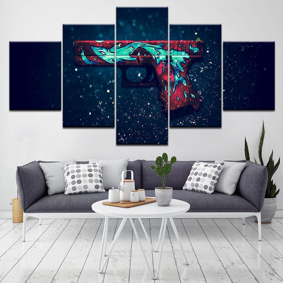 CS GO Pistol Gaming - 5 Panel Canvas Art Wall Decor CS GO Pistol Gaming - 5 Panel Canvas Art Wall Decor