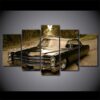 Cadillac Lowrider Slammed Gray Tones - Automative 5 Panel Canvas Art Wall Decor
