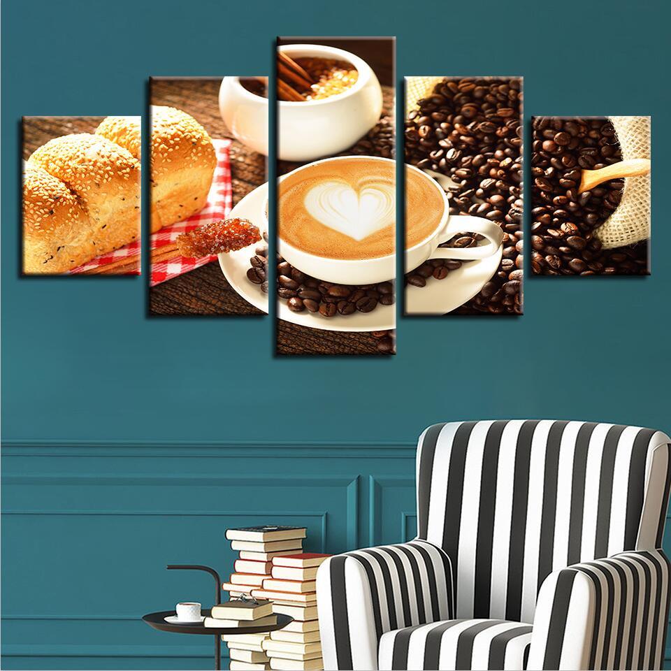 Caf?? 1 - Nature 5 Panel Canvas Art Wall Decor Caf?? 1 - Nature 5 Panel Canvas Art Wall Decor