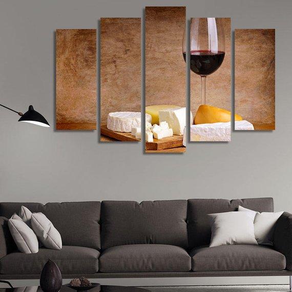 Cake And Wine - Wine 5 Panel Canvas Art Wall Decor Cake And Wine - Wine 5 Panel Canvas Art Wall Decor