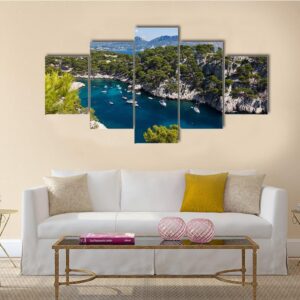 Calanques Of Port Pin In France - Nature 5 Panel Canvas Art Wall Decor