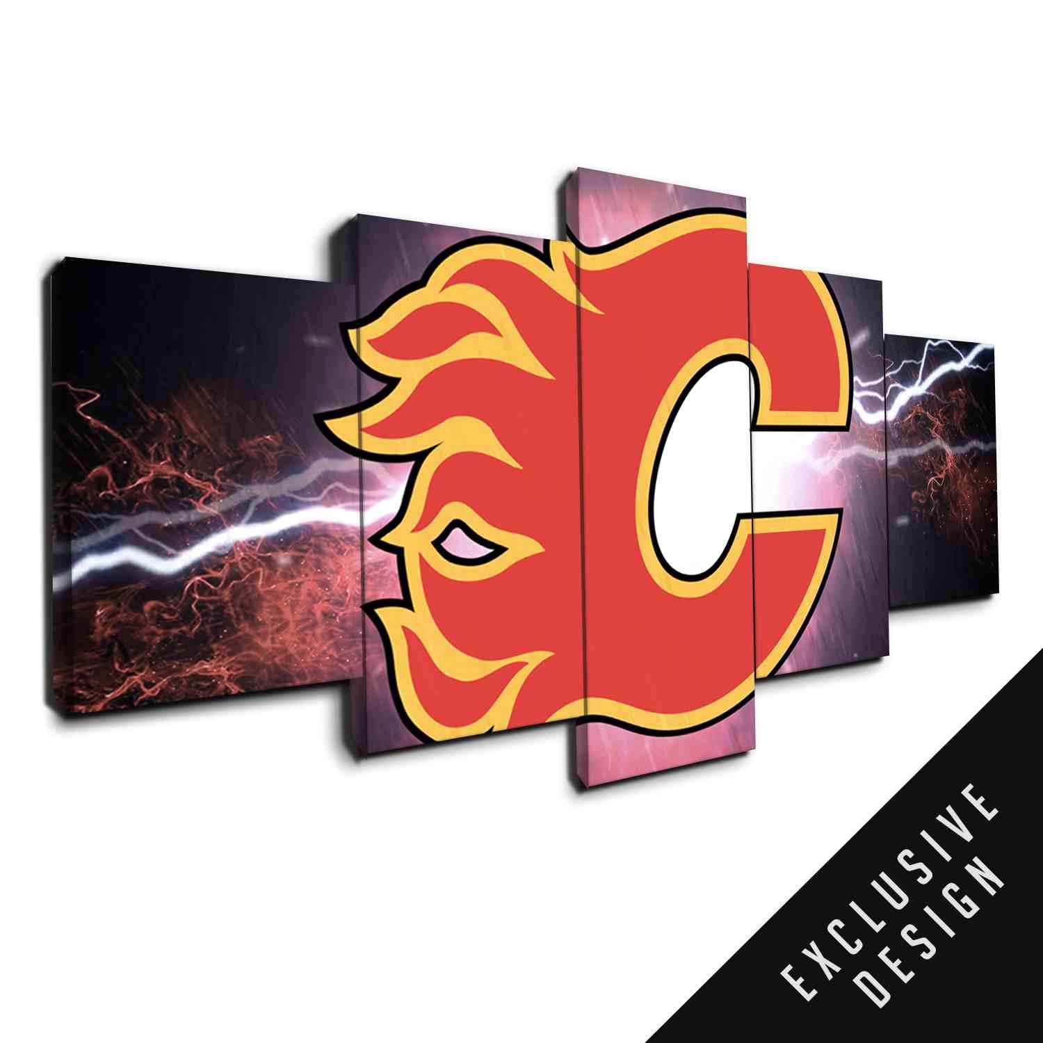 Calgary Flames Nhl Team Thunderbolt - Sport 5 Panel Canvas Art Wall Decor Calgary Flames Nhl Team Thunderbolt - Sport 5 Panel Canvas Art Wall Decor