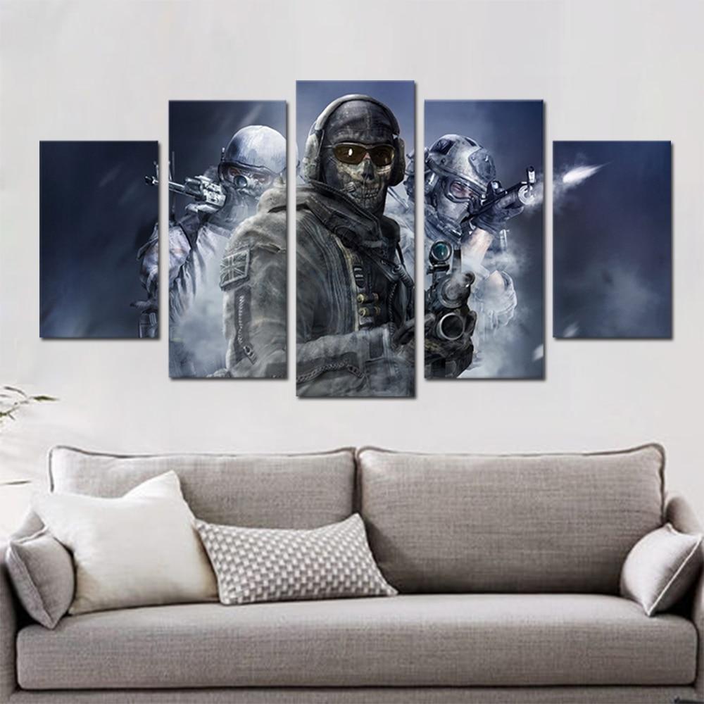 Call of Duty Three Soldiers Gaming - 5 Panel Canvas Art Wall Decor Call of Duty Three Soldiers Gaming - 5 Panel Canvas Art Wall Decor