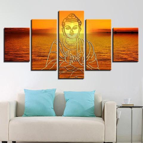 Calming Buddha - Religion 5 Panel Canvas Art Wall Decor Calming Buddha - Religion 5 Panel Canvas Art Wall Decor