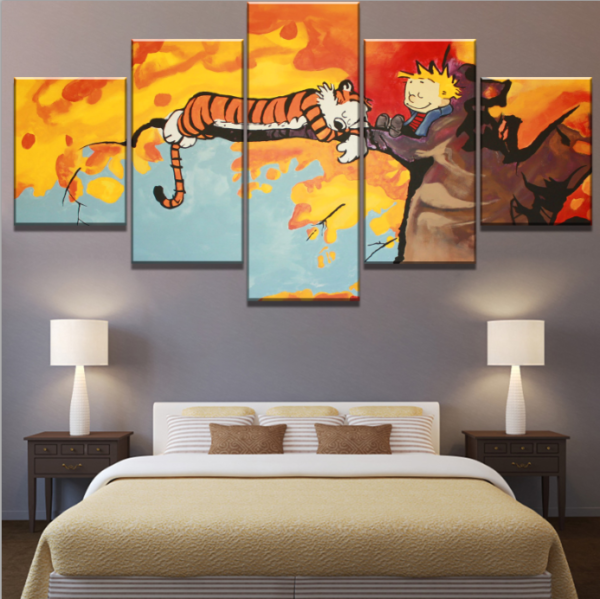 Calvin And Hobbes Peaceful Sleep 2 Cartoon - 5 Panel Canvas Art Wall Decor Calvin And Hobbes Peaceful Sleep 2 Cartoon - 5 Panel Canvas Art Wall Decor
