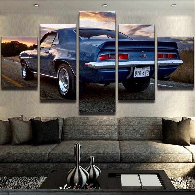Camaro Ss Car Sunset - Automative 5 Panel Canvas Art Wall Decor Camaro Ss Car Sunset - Automative 5 Panel Canvas Art Wall Decor