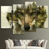 Camouflage Gray Wolf - Animal 5 Panel Canvas Art Wall Decor