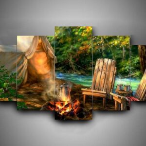 Camping - Sport 5 Panel Canvas Art Wall Decor