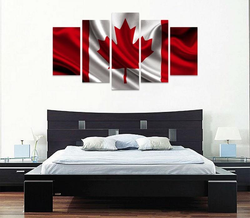 Canada Flag With Cloth Texture - Abstract 5 Panel Canvas Art Wall Decor Canada Flag With Cloth Texture - Abstract 5 Panel Canvas Art Wall Decor