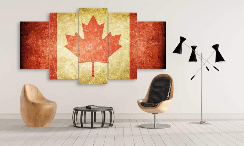 Canada Retro Flag With Scratches - Abstract 5 Panel Canvas Art Wall Decor Canada Retro Flag With Scratches - Abstract 5 Panel Canvas Art Wall Decor