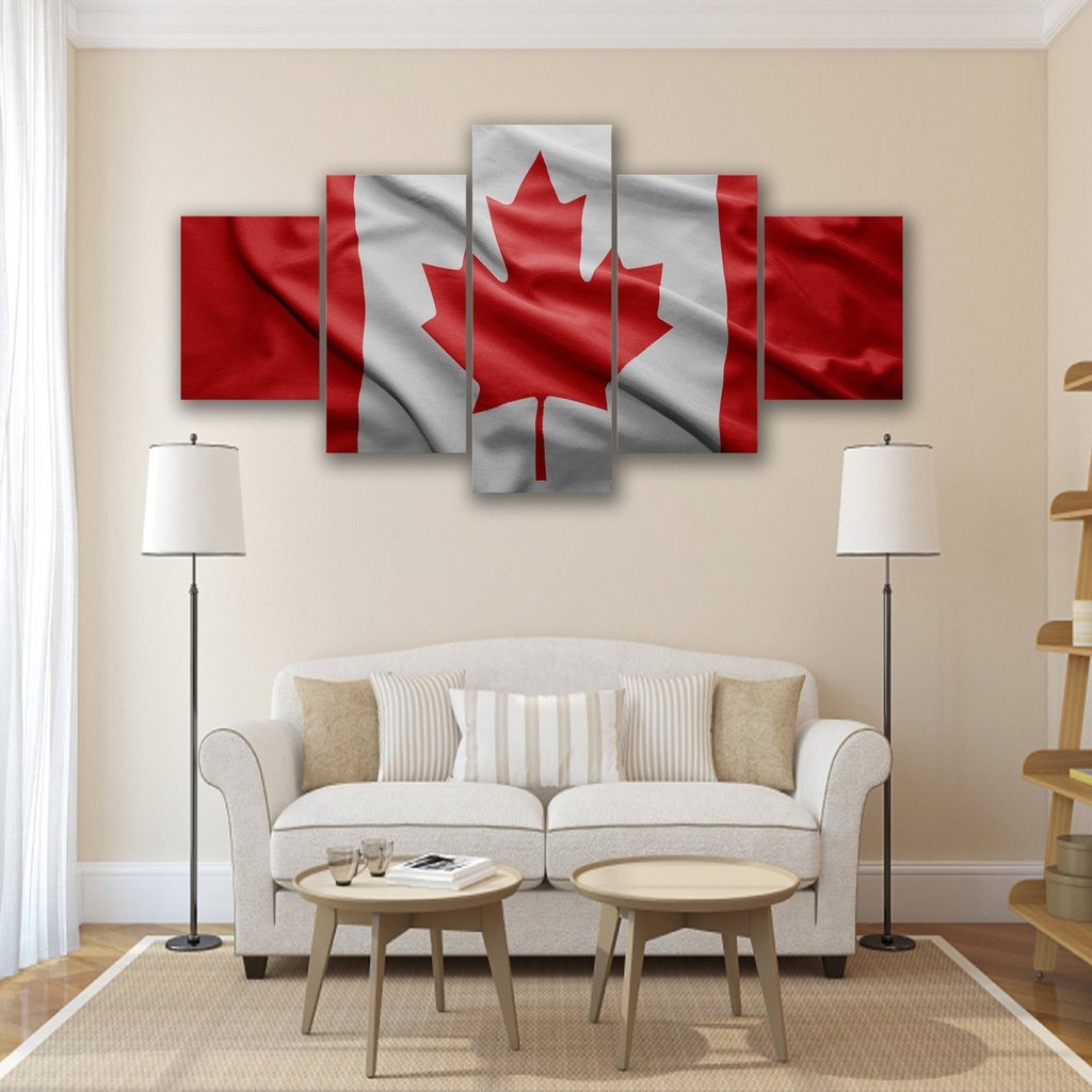 Canadian Flag 1 - Abstract 5 Panel Canvas Art Wall Decor Canadian Flag 1 - Abstract 5 Panel Canvas Art Wall Decor