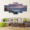 Candy Stripe Lighthouse - Nature 5 Panel Canvas Art Wall Decor