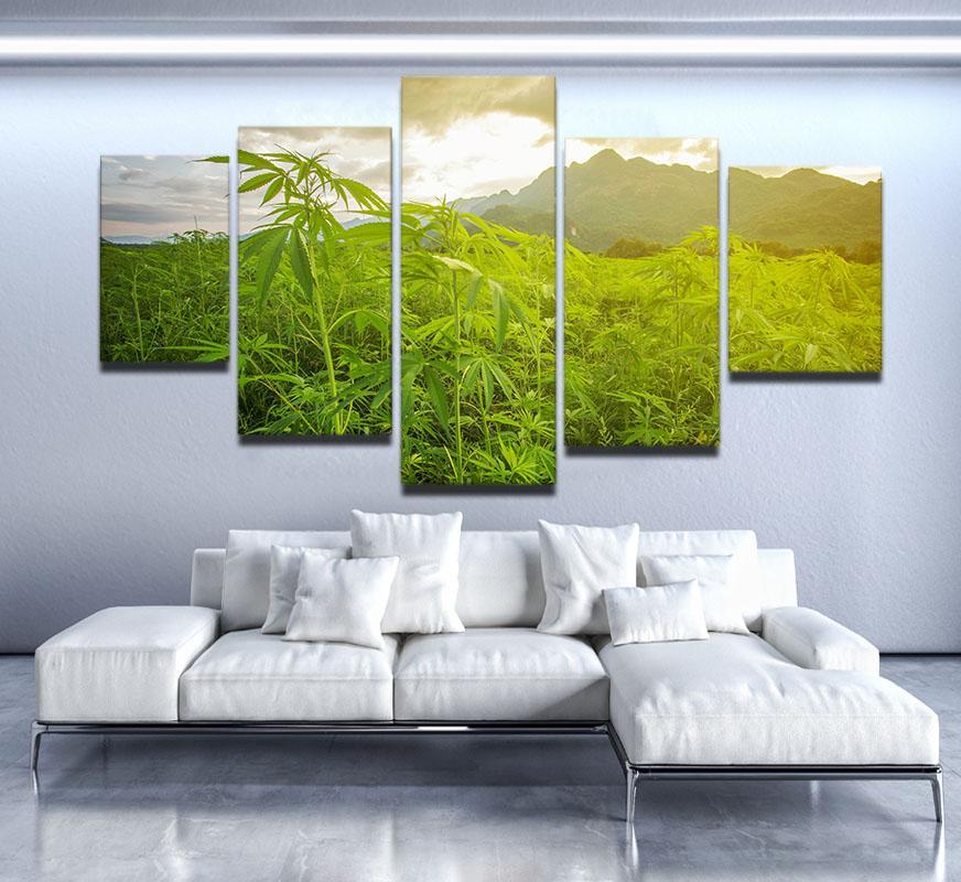 Cannabis Fields 1 - Nature 5 Panel Canvas Art Wall Decor Cannabis Fields 1 - Nature 5 Panel Canvas Art Wall Decor