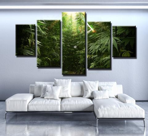 Cannabis Jungle - Nature 5 Panel Canvas Art Wall Decor Cannabis Jungle - Nature 5 Panel Canvas Art Wall Decor