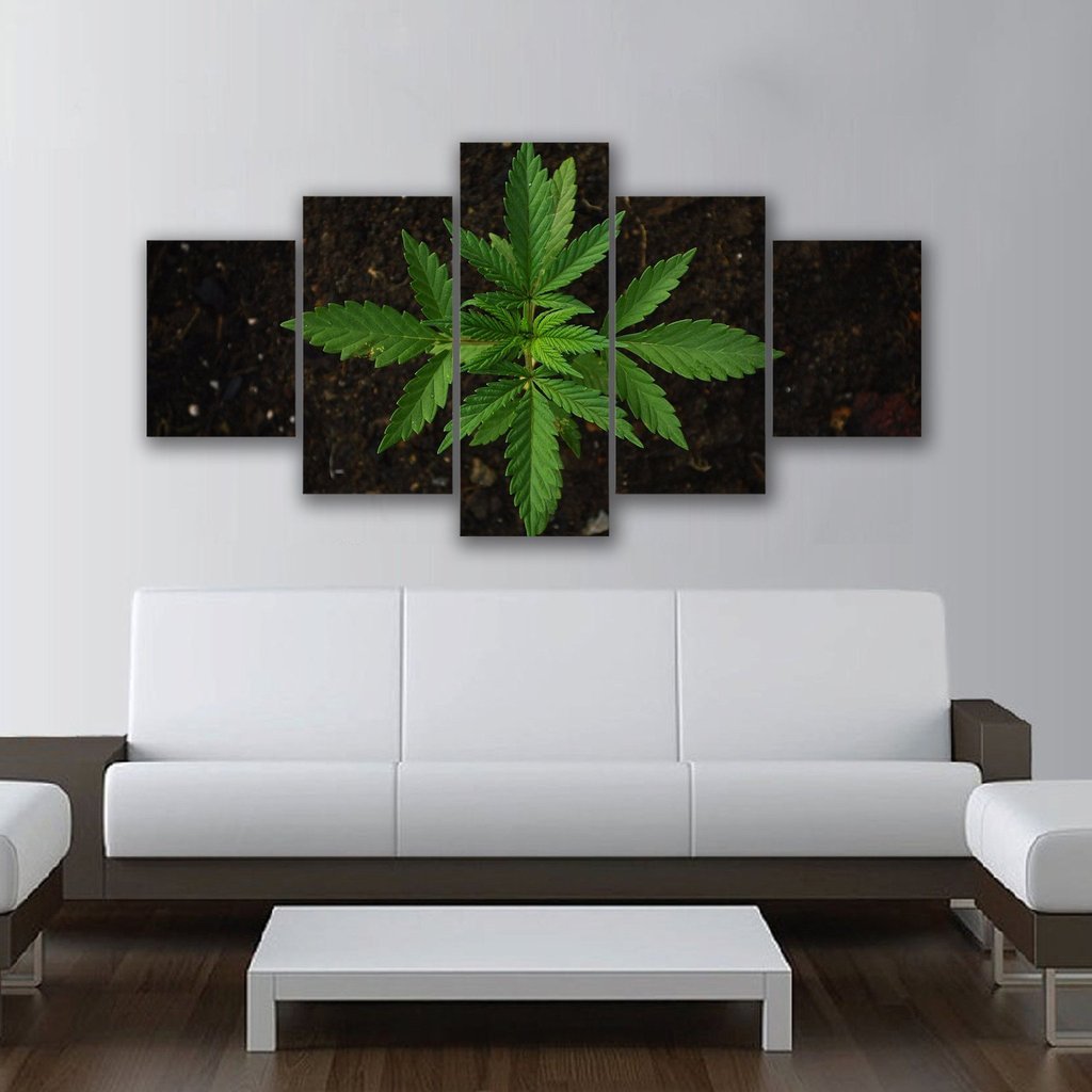Cannabis Majestic Plant - Nature 5 Panel Canvas Art Wall Decor Cannabis Majestic Plant - Nature 5 Panel Canvas Art Wall Decor