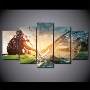 Canoeing Sports Spray - Sport 5 Panel Canvas Art Wall Decor