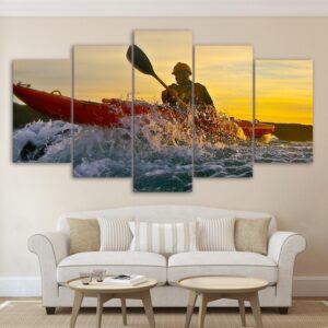 Canoeing Sports Water Spary - Sport 5 Panel Canvas Art Wall Decor