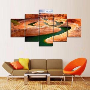 Canyon River - Nature 5 Panel Canvas Art Wall Decor