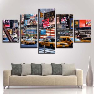 Car Building Landscape - Automative 5 Panel Canvas Art Wall Decor
