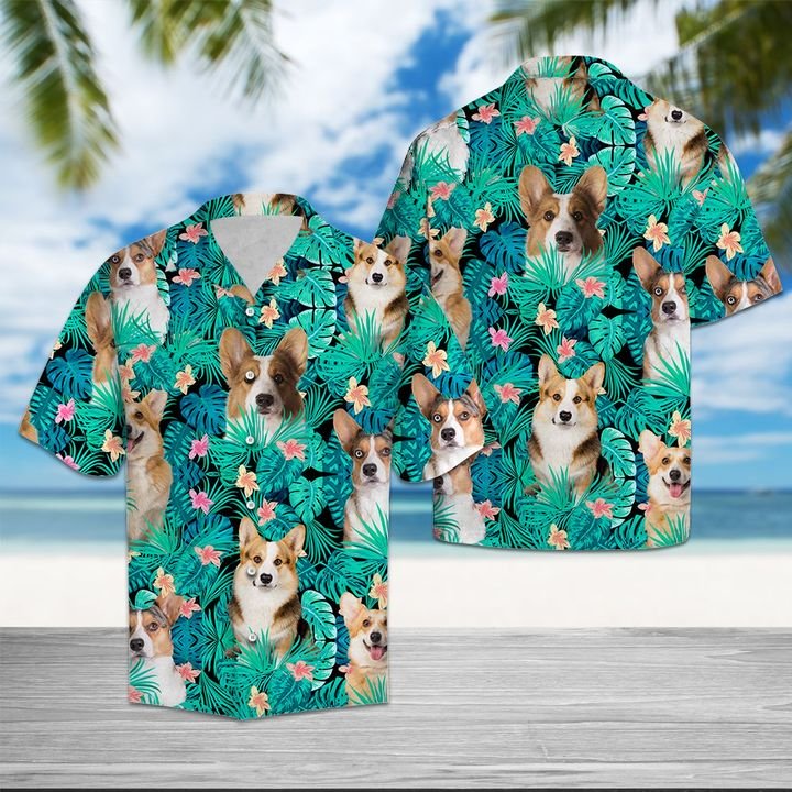 Cardigan Welsh Corgi Tropical Hawaiian Shirt Summer Button Up Cardigan Welsh Corgi Tropical Hawaiian Shirt Summer Button Up