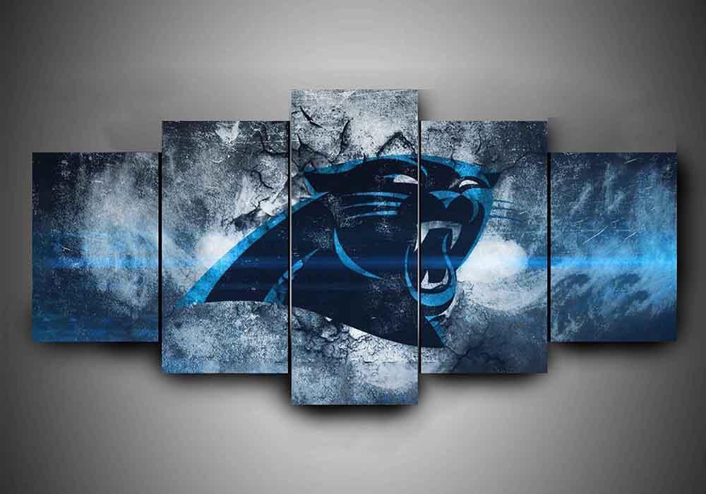 Carolina Panthers 1 Football - 5 Panel Canvas Art Wall Decor Carolina Panthers 1 Football - 5 Panel Canvas Art Wall Decor