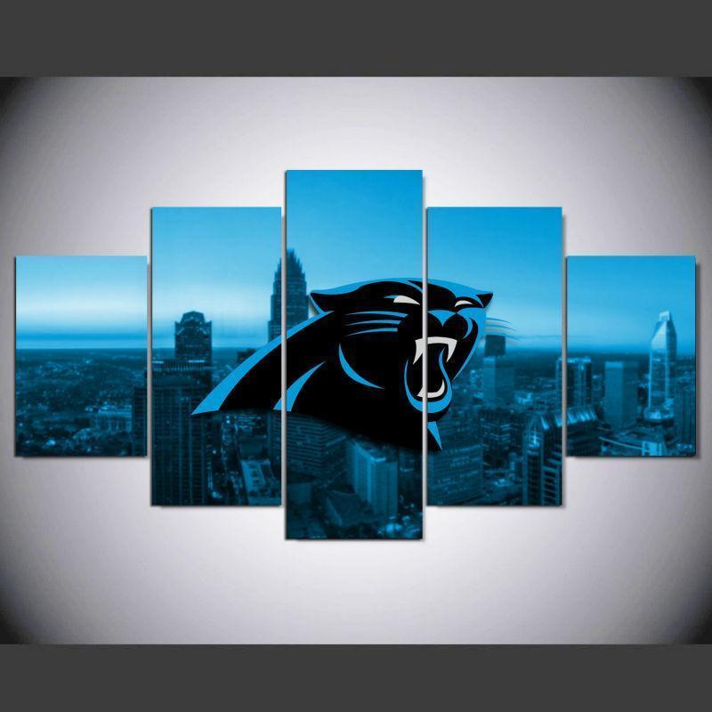 Carolina Panthers City Logo Football - 5 Panel Canvas Art Wall Decor Carolina Panthers City Logo Football - 5 Panel Canvas Art Wall Decor