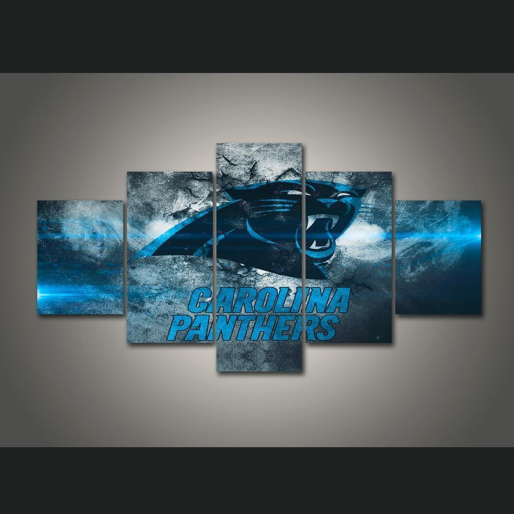 Carolina Panthers Poster Logo Football - 5 Panel Canvas Art Wall Decor Carolina Panthers Poster Logo Football - 5 Panel Canvas Art Wall Decor