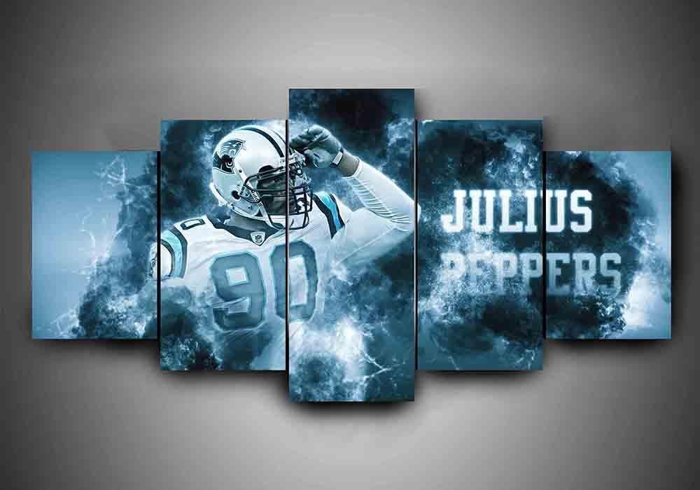 Carolina Panthers - Julius Peppers #2 - Sport 5 Panel Canvas Art Wall Decor Carolina Panthers - Julius Peppers #2 - Sport 5 Panel Canvas Art Wall Decor