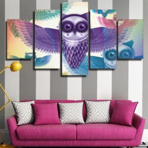 Cartoon animal owl - Abstract 5 Panel Canvas Art Wall Decor