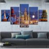 Castle Building 25 - Nature 5 Panel Canvas Art Wall Decor