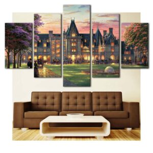 Castle Building Landscape 1 - Nature 5 Panel Canvas Art Wall Decor