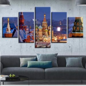 Castle Building Landscape - Nature 5 Panel Canvas Art Wall Decor