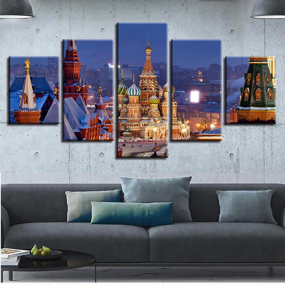 Castle Building Landscape - Nature 5 Panel Canvas Art Wall Decor Castle Building Landscape - Nature 5 Panel Canvas Art Wall Decor