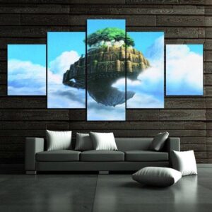Castle In The Sky - Anime 5 Panel Canvas Art Wall Decor