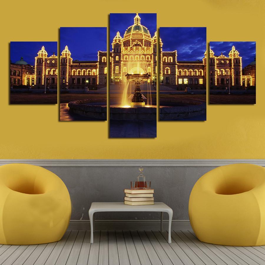 Castle Landscape - Nature 5 Panel Canvas Art Wall Decor Castle Landscape - Nature 5 Panel Canvas Art Wall Decor