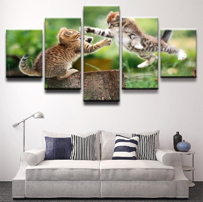 Cat 36 - Animal 5 Panel Canvas Art Wall Decor Cat 36 - Animal 5 Panel Canvas Art Wall Decor
