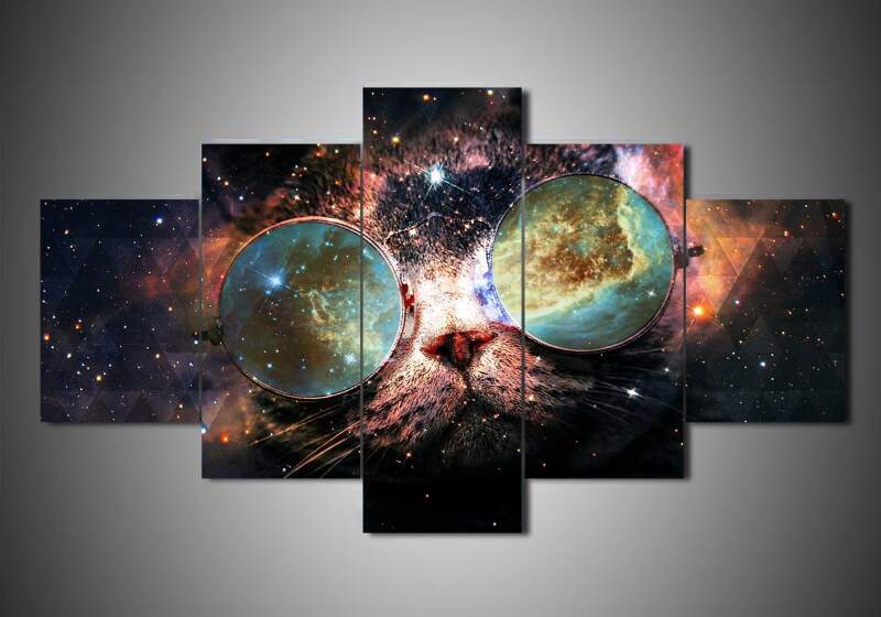 Cat 4 - Animal 5 Panel Canvas Art Wall Decor Cat 4 - Animal 5 Panel Canvas Art Wall Decor